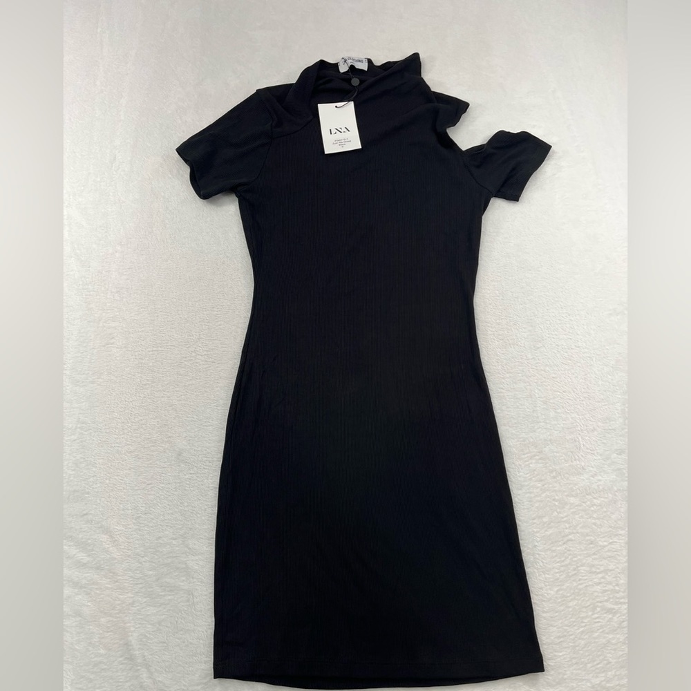 NWT Revolve LNA Black‎ Cut Out Sleeve A Line Stretchy Women's Small Dress